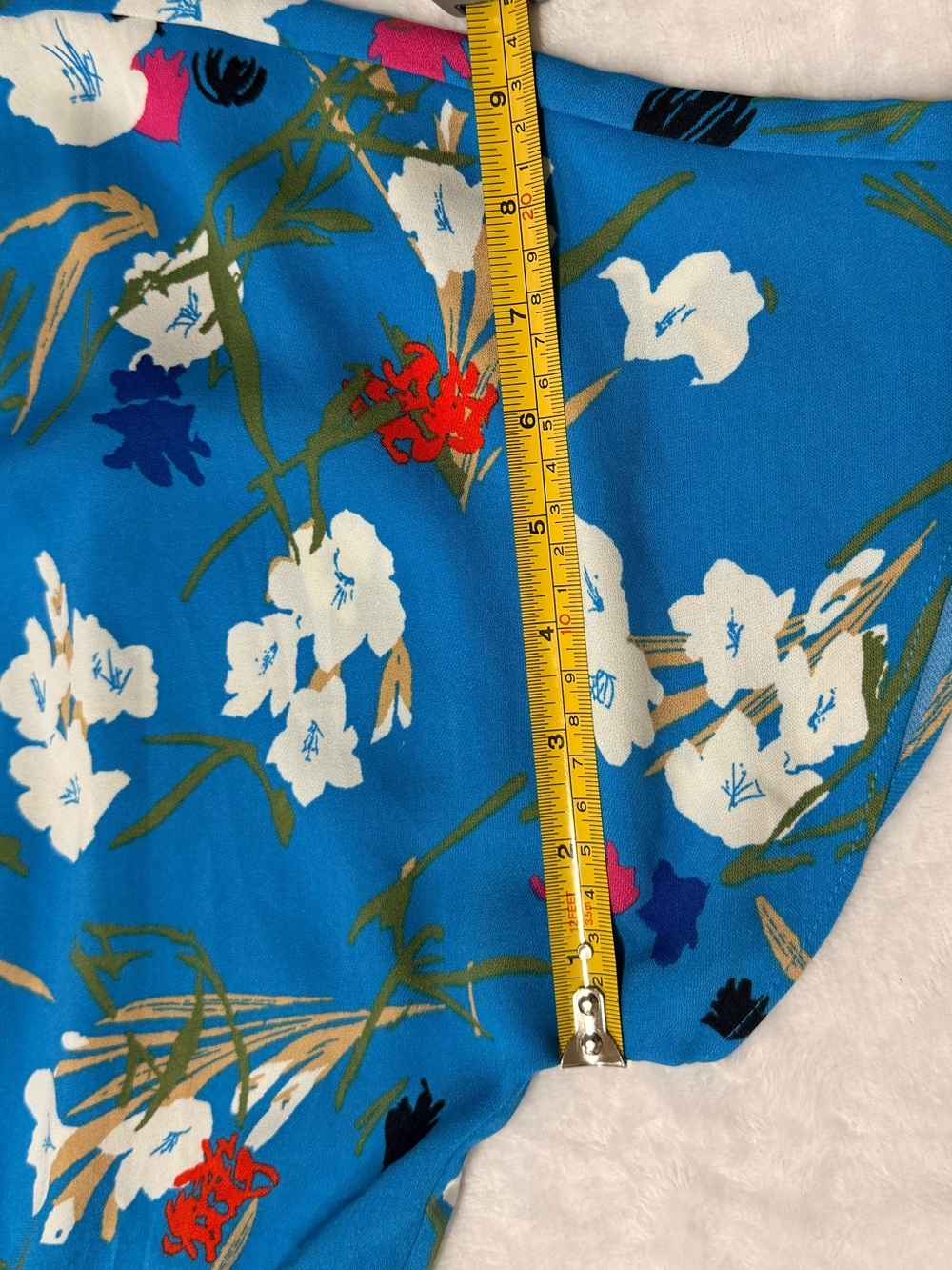 J. Crew Bright Blue Floral Wrap Midi Dress Size S fit S/M - Picture 6 of 10